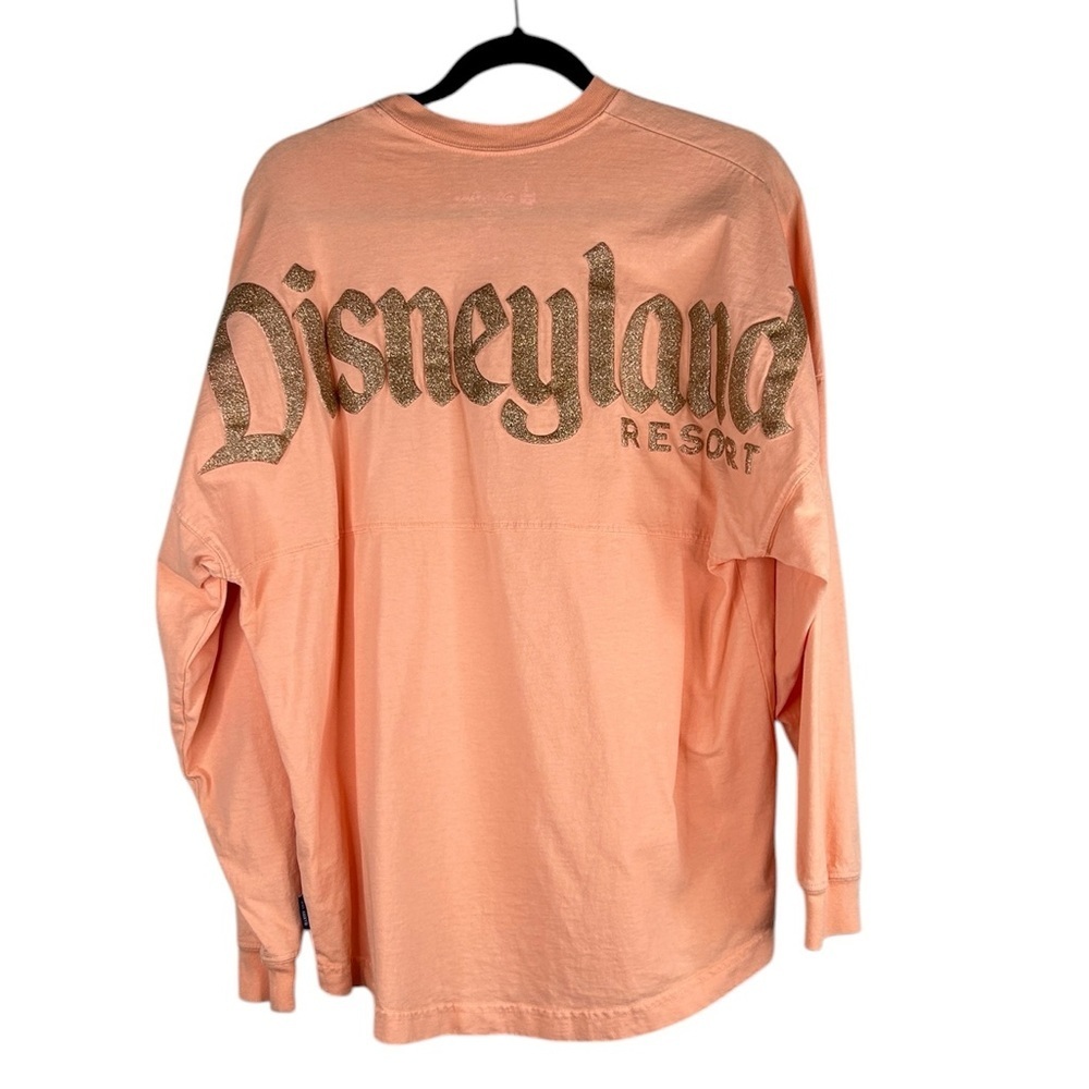 Disney Parks Disneyland Coral‎ Gold Sparkle Long Sleeve Spirit Jersey Size Small